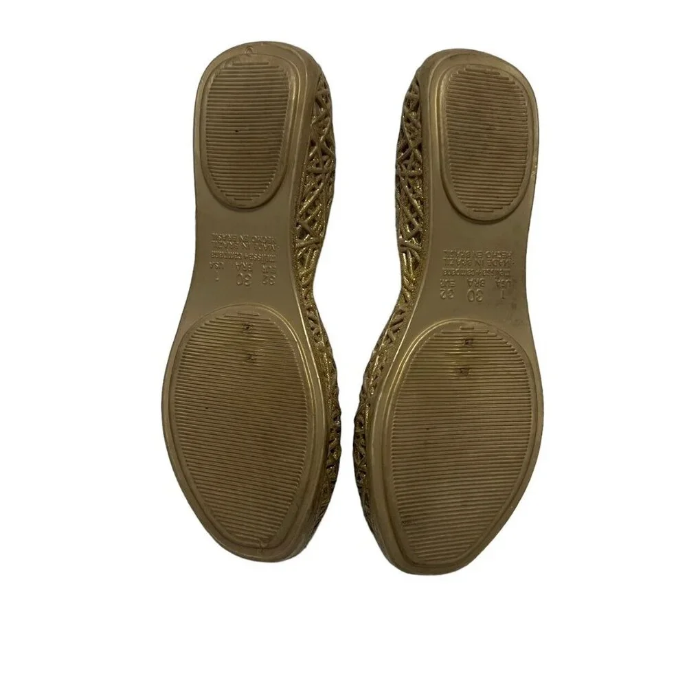 Melissa + Campana Sz 1 Zig Zag Gold Glitter Flats